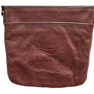 Ralph Lauren Leather Embossed LXVII Crown Bag Purse Burgundy